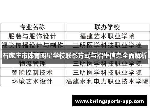 石家庄市体育明星学校联系方式与招生信息全面解析
